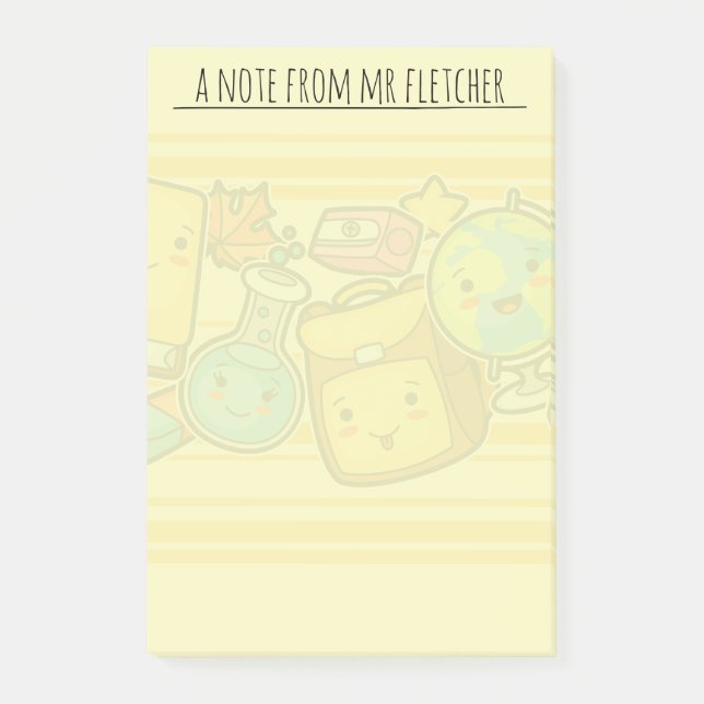 Personalisiertes Cartoon-Schulangebot Post-it Klebezettel (Vorderseite)