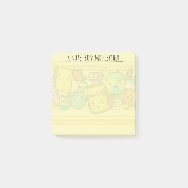 Personalisiertes Cartoon-Schulangebot Post-it Klebezettel (Vorderseite)