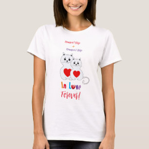 Personalisiertes Cat Couple für den Valentinstag v T-Shirt
