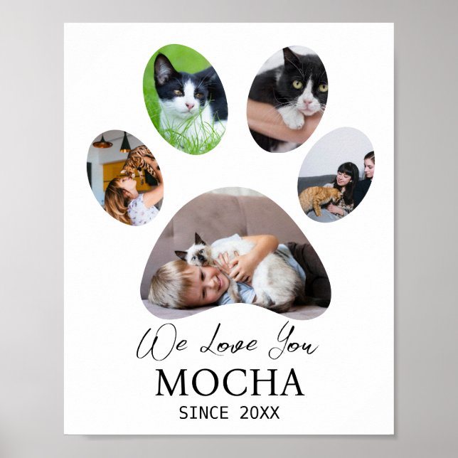 Personalisiertes Cat Foto Collage Pet Lover Gesche Poster (Vorne)