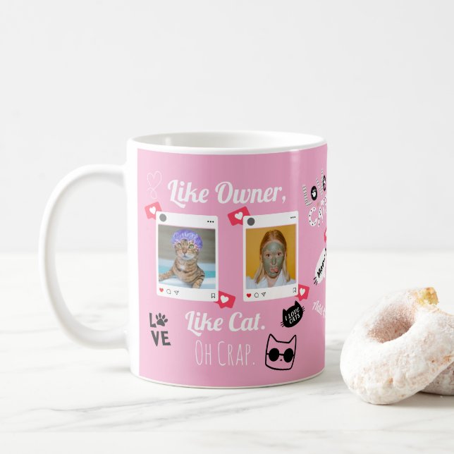 Personalisiertes Cat Foto Kaffee Tasse | Benutzerd (Mit Donut)