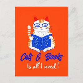 Personalisiertes Cat Reading Calligraphy Design Postkarte