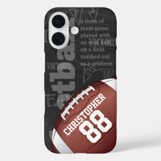 Personalisiertes Chalkboard American Football iPhone 16 Hülle