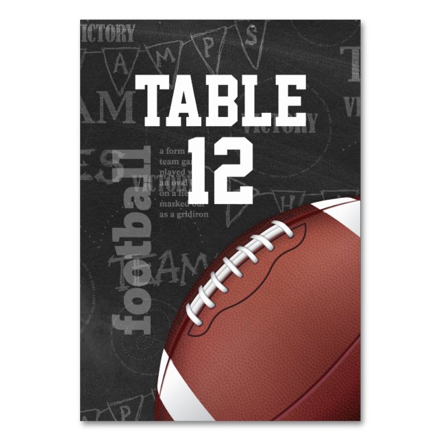Personalisiertes Chalkboard American Football Tischnummer (Vorderseite)