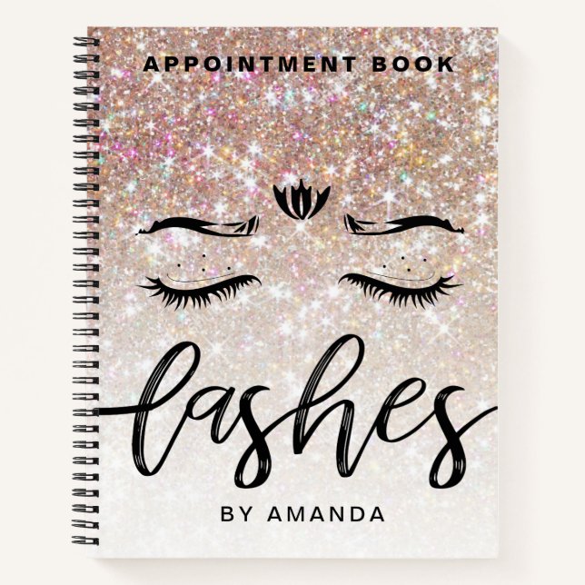 Personalisiertes Champagne Lashes Notizbuch (Vorderseite)