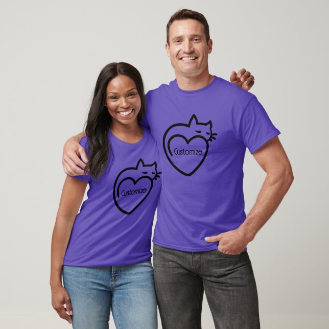 Personalisiertes Chat-Liebe-Schwarzes Logo T-Shirt (Unisex)