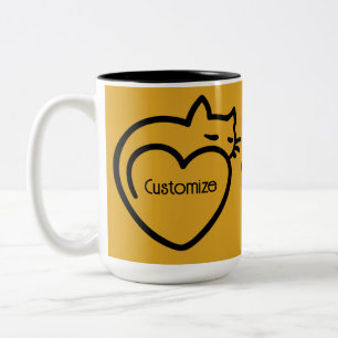 Personalisiertes Chat-Liebe-Schwarzes Logo Zweifarbige Tasse