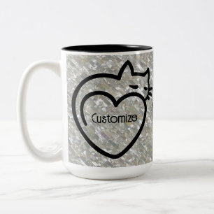 Personalisiertes Chat-Liebe-Schwarzes Logo Zweifarbige Tasse