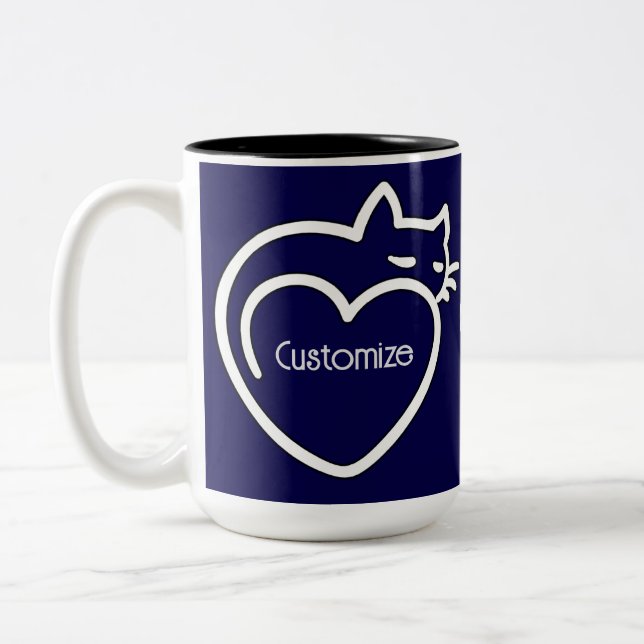 Personalisiertes Chat-Liebe-weites Logo Zweifarbige Tasse (Links)