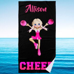 Personalisiertes Cheer Beach Handtuch in Rosa und 