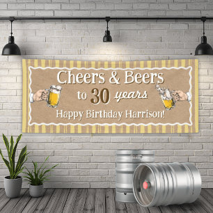 Personalisiertes Cheers & Beers Geburtstagsbanner Banner