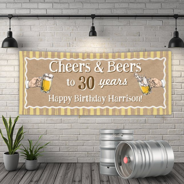 Personalisiertes Cheers & Beers Geburtstagsbanner Banner (Von Creator hochgeladen)
