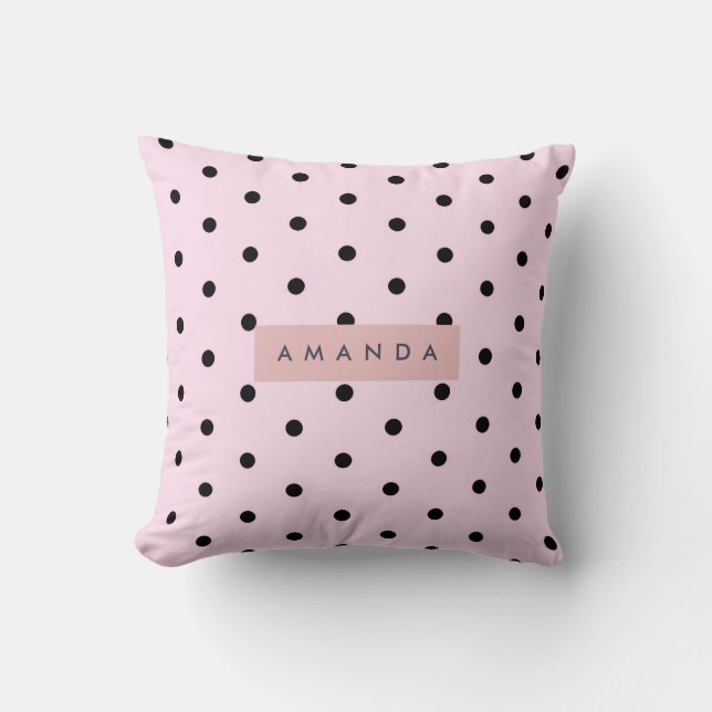 Personalisiertes Chic Rosa und Schwarz mit Punkten Kissen (Vorderseite)