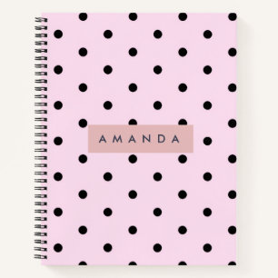Personalisiertes Chic Rosa und Schwarz mit Punkten Notizbuch