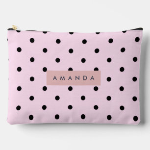 Personalisiertes Chic Rosa und Schwarz mit Punkten Zubehörtasche