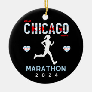 Personalisiertes Chicago Marathon-Geschenk für Mar Keramik Ornament