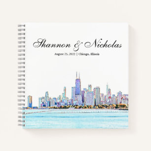Personalisiertes Chicago Skyline Gästebuch Notizbuch
