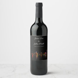 Personalisiertes Chicago Skyline Weinlabel Weinetikett