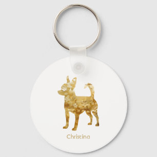Personalisiertes Chihuahua-Schlüsselanhänger Gold  Schlüsselanhänger