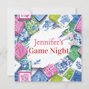 Personalisiertes Chinoiserie-Preppy-Mahjong-Spiela Feiertagskarte