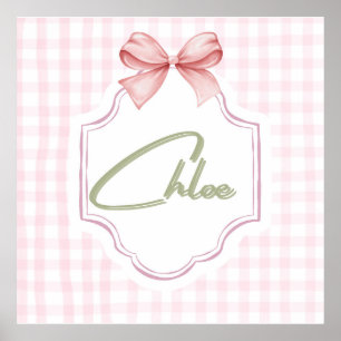 Personalisiertes Chloe Baby Mädchen Nursery Bow&Gi Poster