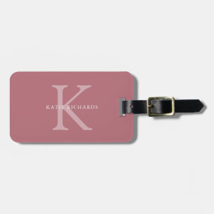 Personalisiertes Classic Dusty Pink Monogramm Gepäckanhänger