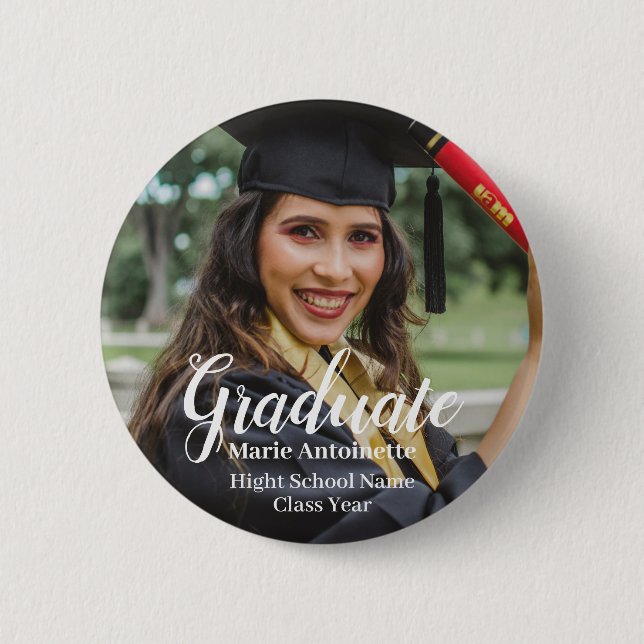 Personalisiertes Classy Abschluss Foto Button (Vorderseite)