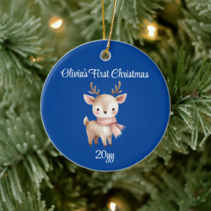 Personalisiertes Cobalt Blue Baby Girl Keramik Ornament