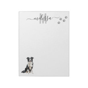 Personalisiertes Collie Watercolor Monogramm Notizblock