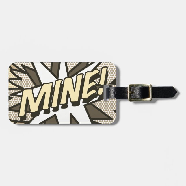 Personalisiertes Comic Book Pop Art MINE! Vintag Gepäckanhänger (Vorderseite horizontal)