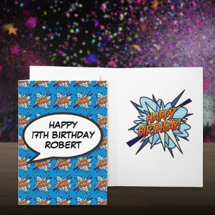 Personalisiertes Comic-Buch HAPPY BIRTHDAY Blau Karte