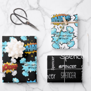 Personalisiertes Comic Geschenkpapier Set
