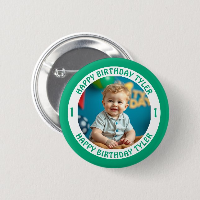 Personalisiertes Confetti Foto, Name und Alter Geb Button (Vorne & Hinten)