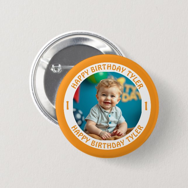 Personalisiertes Confetti Foto, Name und Alter Geb Button (Vorne & Hinten)
