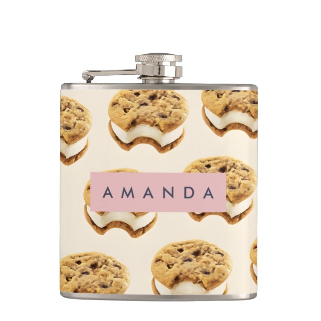 Personalisiertes Cookie Ice Cream Sandwich-Muster Flachmann (Vorderseite)