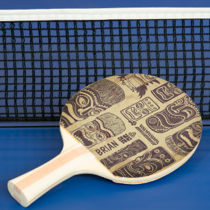 Personalisiertes Cool Grunge Vintage Tiki Set Tischtennis Schläger