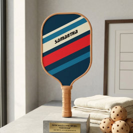 Personalisiertes Cool Retro Orange weiß & Blau Pickleball Schläger