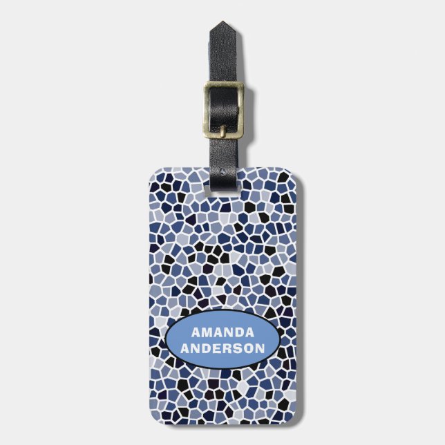 Personalisiertes COOLES blaues gestanztes Glasmust Gepäckanhänger (Vorderseite vertikal)