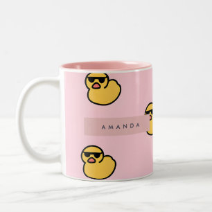 Personalisiertes Cooles Gelbes Gummienten-Muster Zweifarbige Tasse