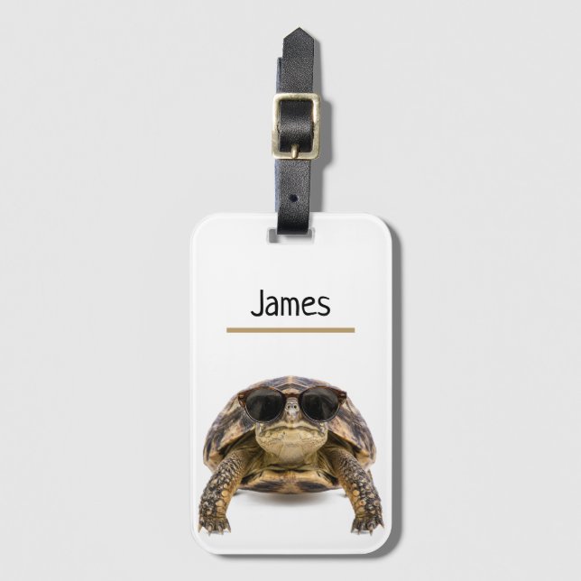 Personalisiertes Cooles Schildkröten-Gepäck Name Gepäckanhänger (Vorderseite Vertikal)