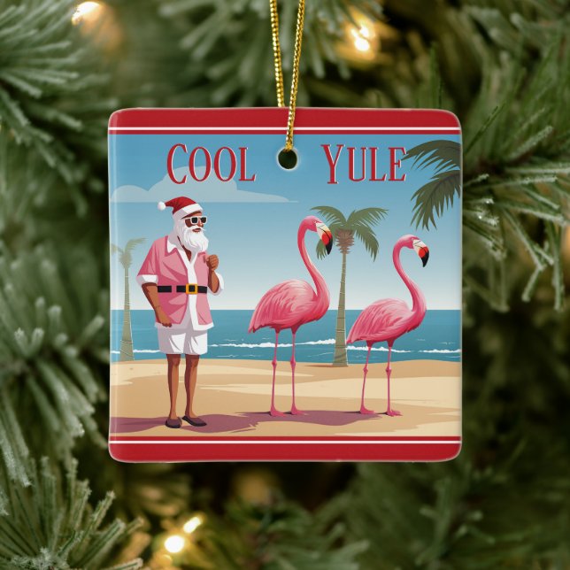 Personalisiertes Cooles Weihnachten Santa Beach We Keramikornament (Baum)