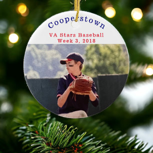 Personalisiertes Cooperstown Baseball-Spielerfoto Keramik Ornament