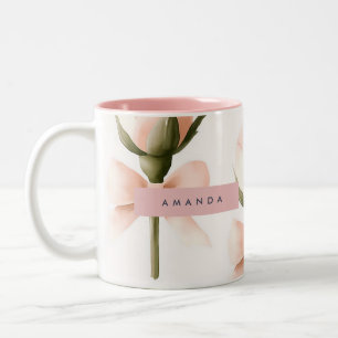 Personalisiertes Coquette-Muster Rosa Rose und Sch Zweifarbige Tasse