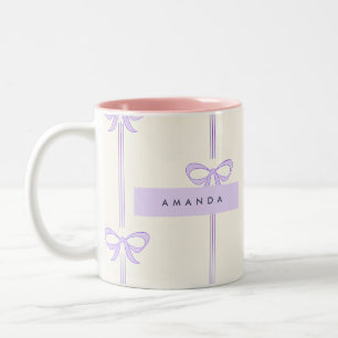 Personalisiertes Coquette Pastell-Lavendel-Schleif Zweifarbige Tasse