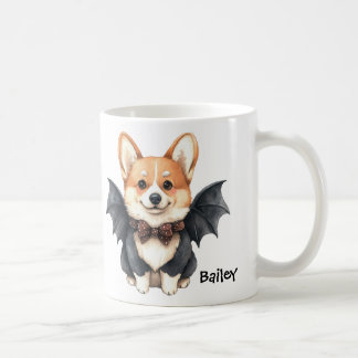 Personalisiertes Corgi-Hund-Fledermaus-Kostüm Hall Kaffeetasse