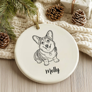 Personalisiertes Corgi-Hunde-Weihnachten Keramik Ornament