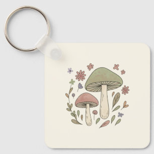Personalisiertes Cottagecore-Pilz-Blumengeschenk Schlüsselanhänger