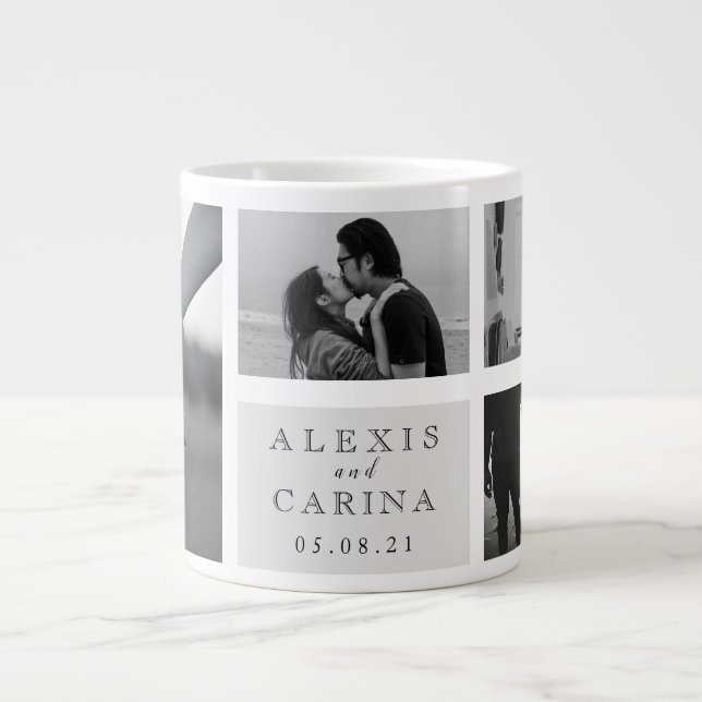 Personalisiertes Couple Foto Hochzeit Jumbo-Tasse (Vorderseite)