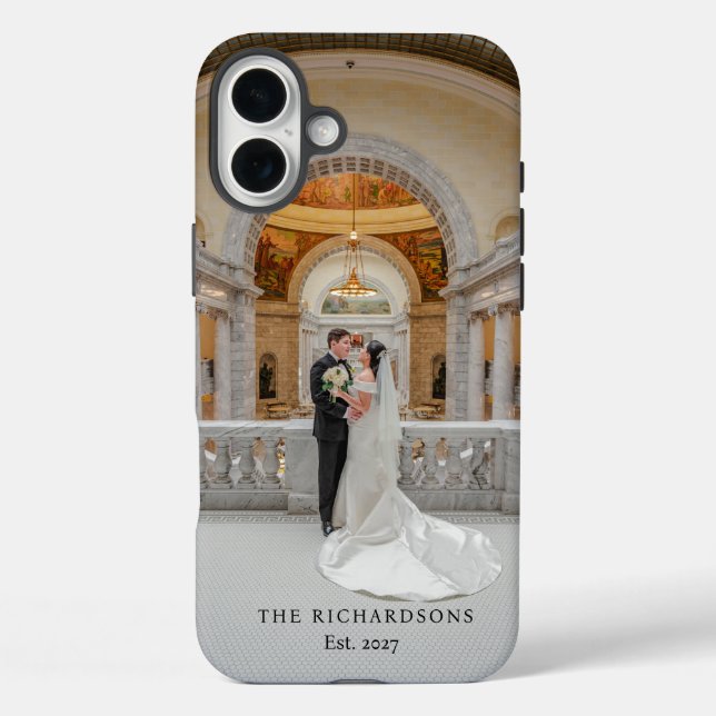 Personalisiertes Couple-Foto mit Name & Year Weddi Case-Mate iPhone Hülle (Rückseite)