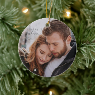 Personalisiertes Couple Weihnachts-Foto Keramik Ornament